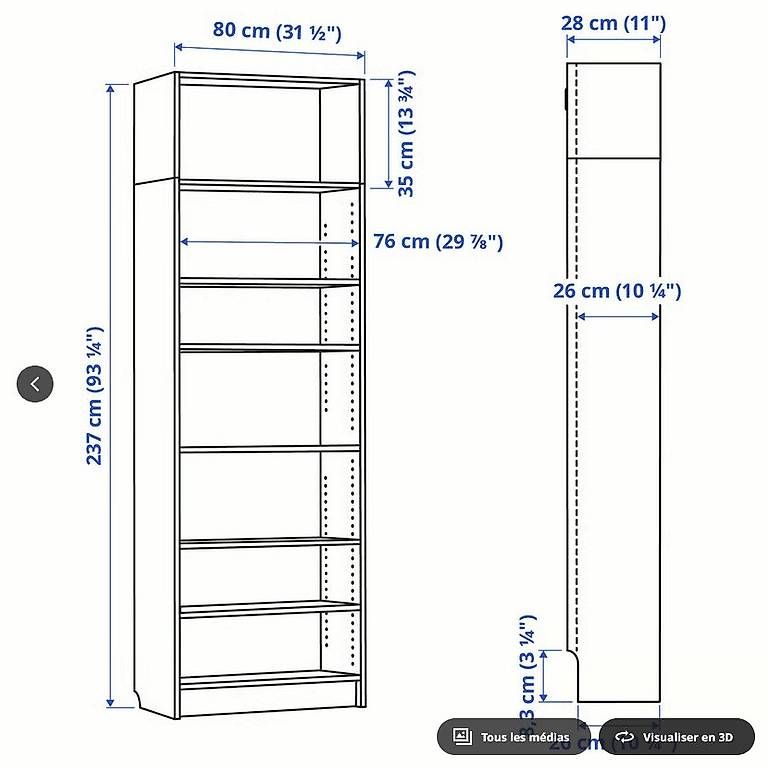 Regale: Bibliothèque BILLY IKEA, blanc, 80x28x237 cm  – Gebraucht aus Botterens von abi_tz2g 3