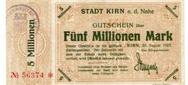 Kirn 5 Mil.Mark +Stempel SN rot 25.08.1923 VZ-VZ+