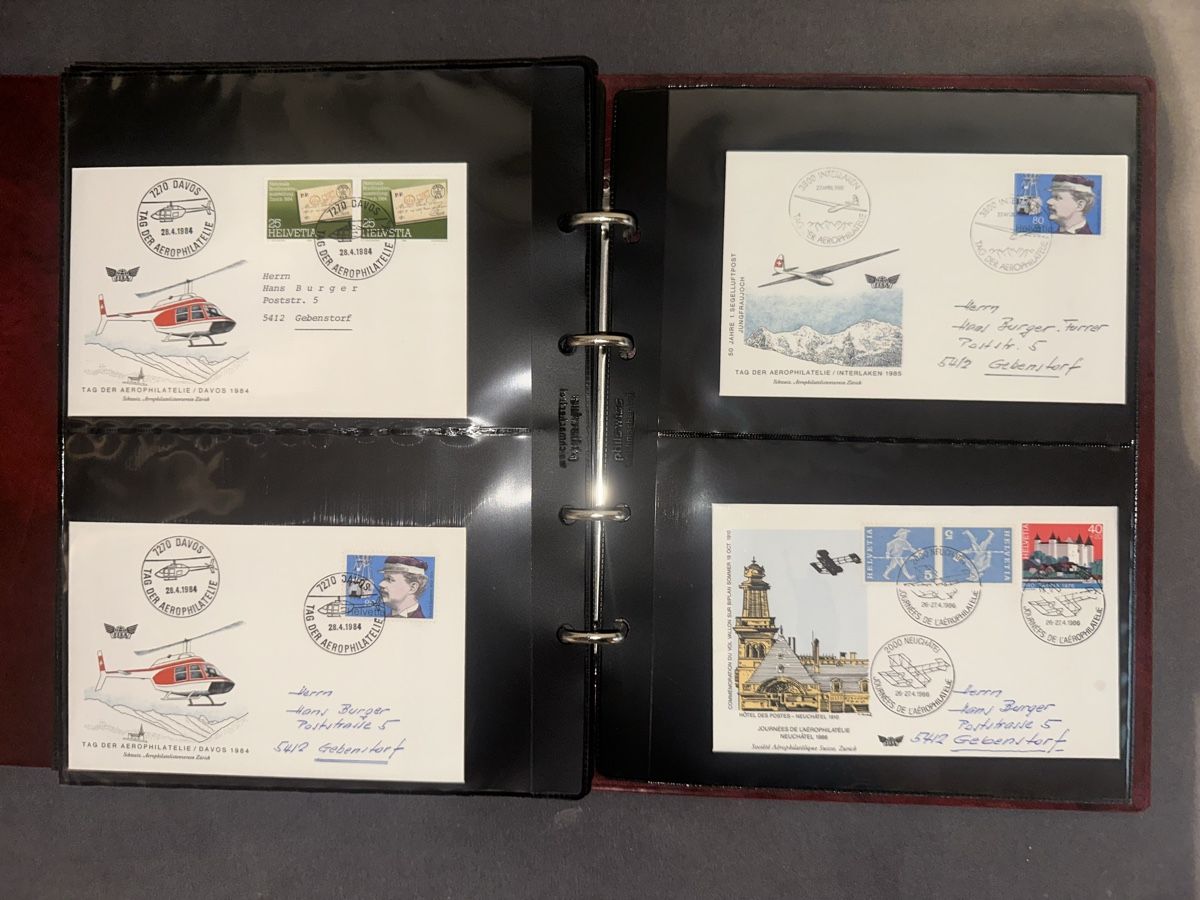Alle Briefmarken: Flugbriefe Album Schweiz Luftpost Airmail – Gebraucht aus Stettfurt von 2442 8