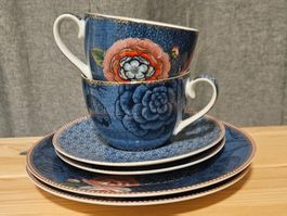 Pip Studio Kaffee/Teeservice  blau neuwertig 6 teilig