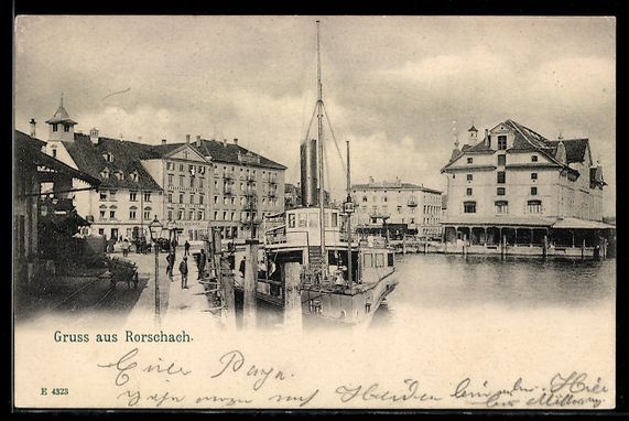 Cartoline postali: AK Rorschach, Hafen mit Schiffen und Uferbauten – Usato da Berlin venduto da bartko-reher