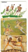 3 Telefonkarten Deutschland O-Serie 1993 Kunst und Sport