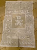Babydecke hellblau 100x60cm mit Teddybär Motiv gestrickt