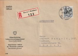 Brief-Einschreiben-Bern Kornhaus 1945-Volkswirtschaftsdepart