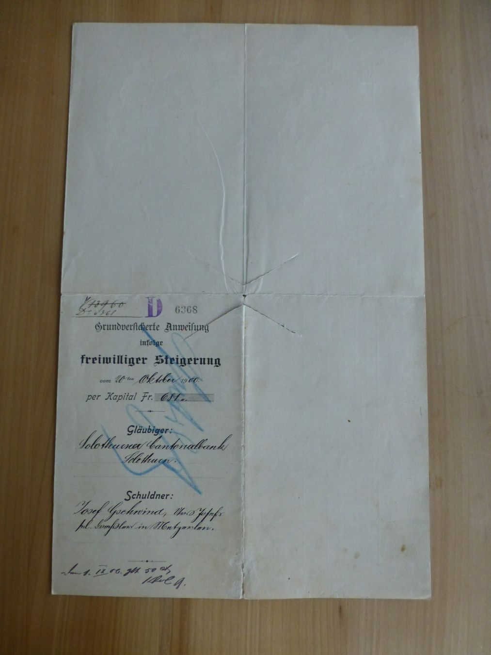 Dokumente: Metzerlen Untere Höllmatt, KT. Solothurn 1906 – Gebraucht aus Bettlach von 1saurer 4