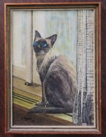 Ölgemälde eines Kätzchens - Signiert: O. Meyer 1955
