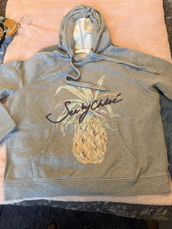 Kapuzenpullover See by Chloe grau mit Ananas Motiv