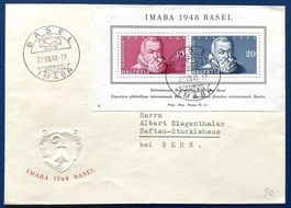 1948 - IMABA-Block W31 auf Brief SBK 100.-