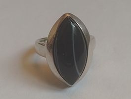 925 Silber Damen Ring mit schönem Edelstein schwarz