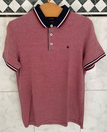 Jack & Jones Herren Poloshirt Gr. M/L rot meliert