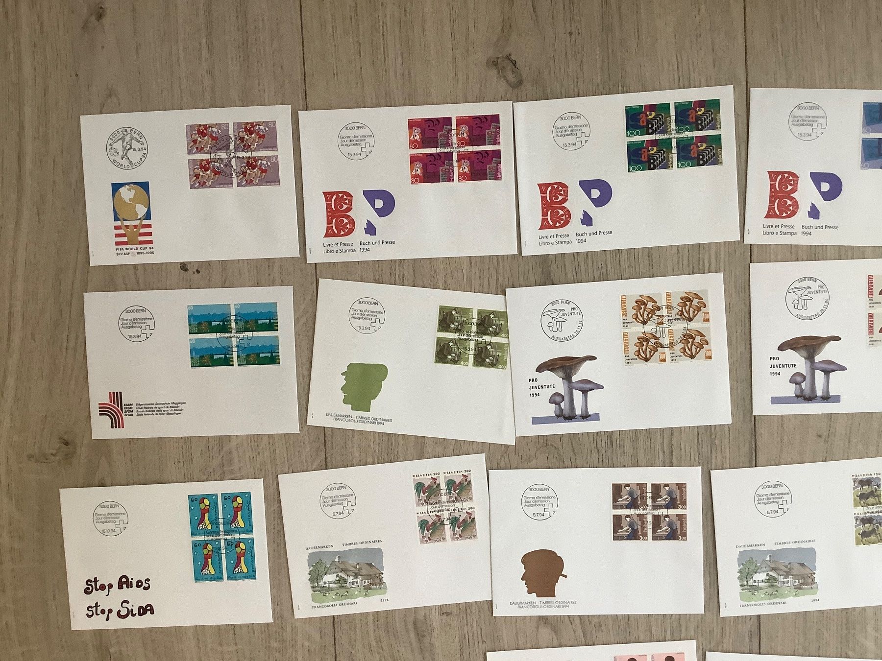 Tutti i francobolli: 55 FDC Schweiz, 1994 und 1995 Viererblöcke – Usato da St. Gallen venduto da herbrig2 2
