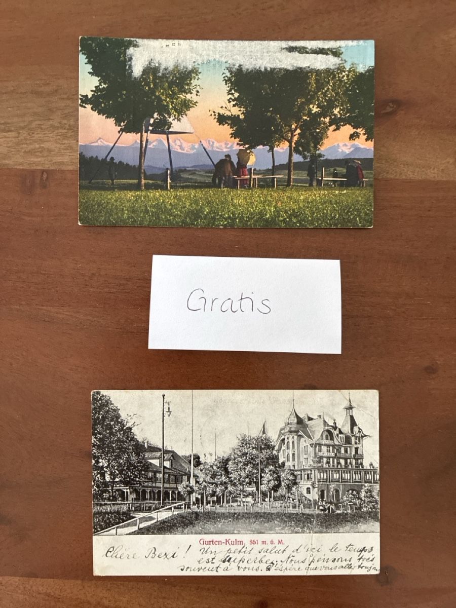 Cartoline postali: 3 Ansichtskarten Schweiz vom Gurten BE – Usato da Oftringen venduto da Cla.vD.74 2