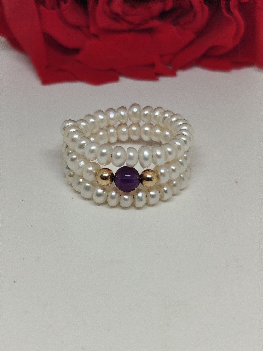 Anelli: Perlenring mit Amethyst, elastisch, neu! – Nuovo (secondo la descrizione) da Rupperswil venduto da Annet.Dann888 3