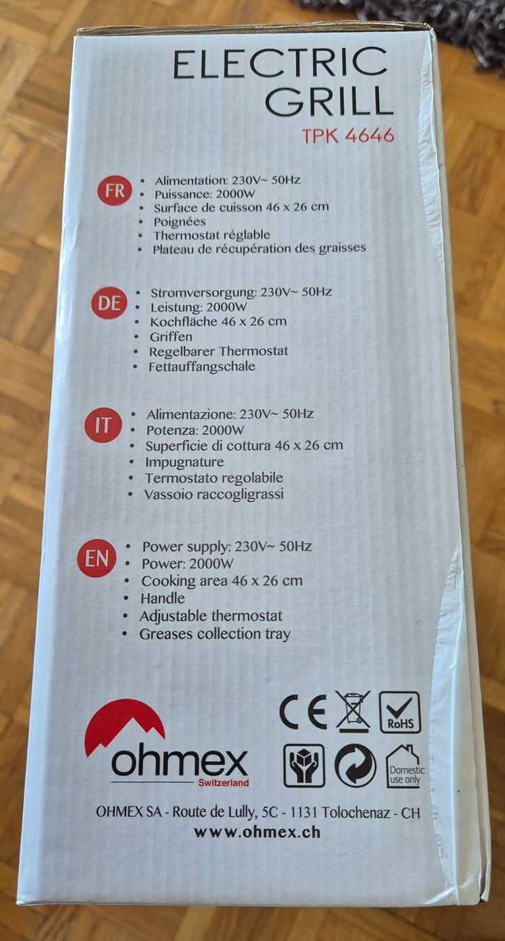 Griglie: Grill électrique Ohmex TPK 4646 Neuf – Nuovo e nell'imballaggio originale da Neuchâtel venduto da simbajoyce123 1
