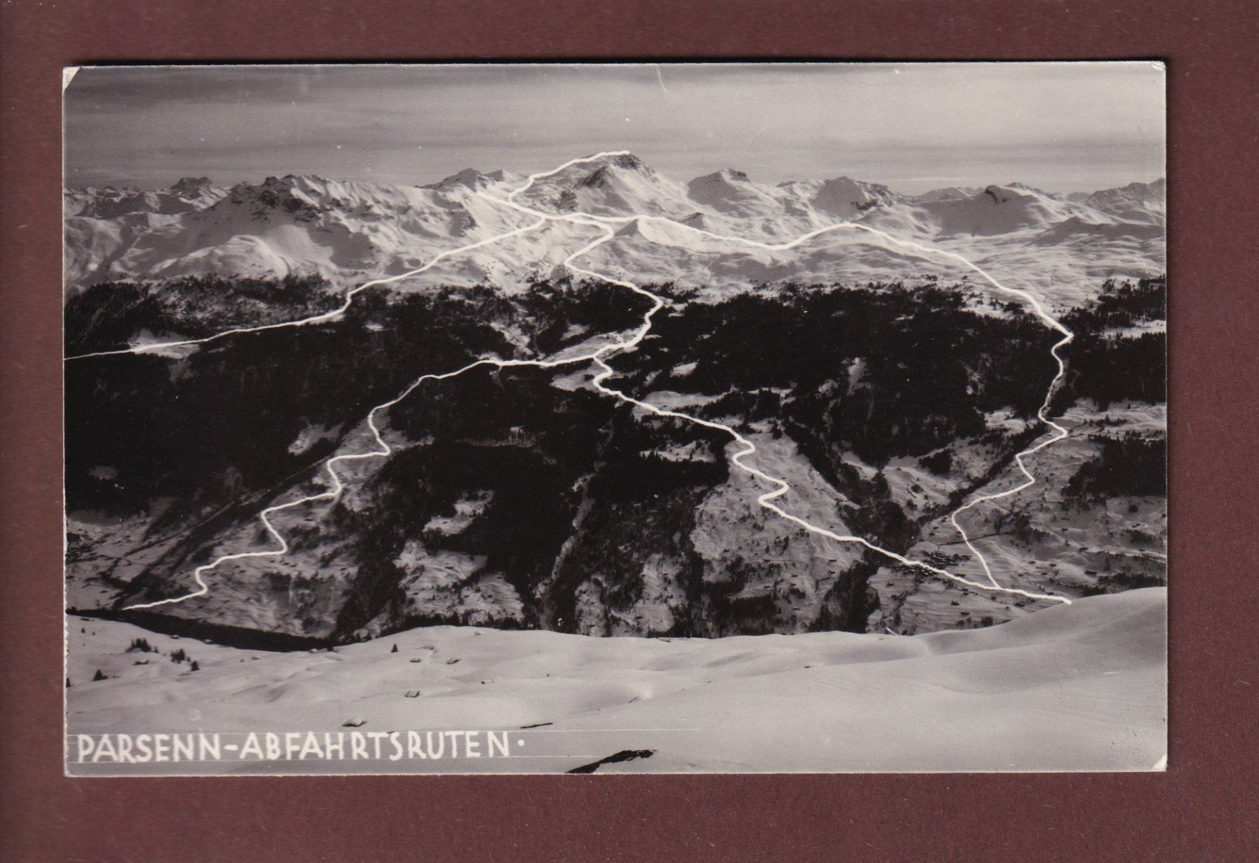 Ansichtskarten: DAVOS - Parsenn-Abfahrtsruten – Gebraucht aus Pully von nicecards