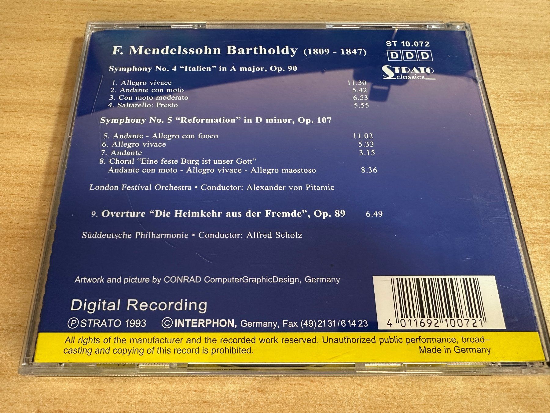 CD: I9 Mendelssohn Bartholdy Symphony No. 4, No5 – Usato da Rikon im Tösstal venduto da Alpenmutz 1