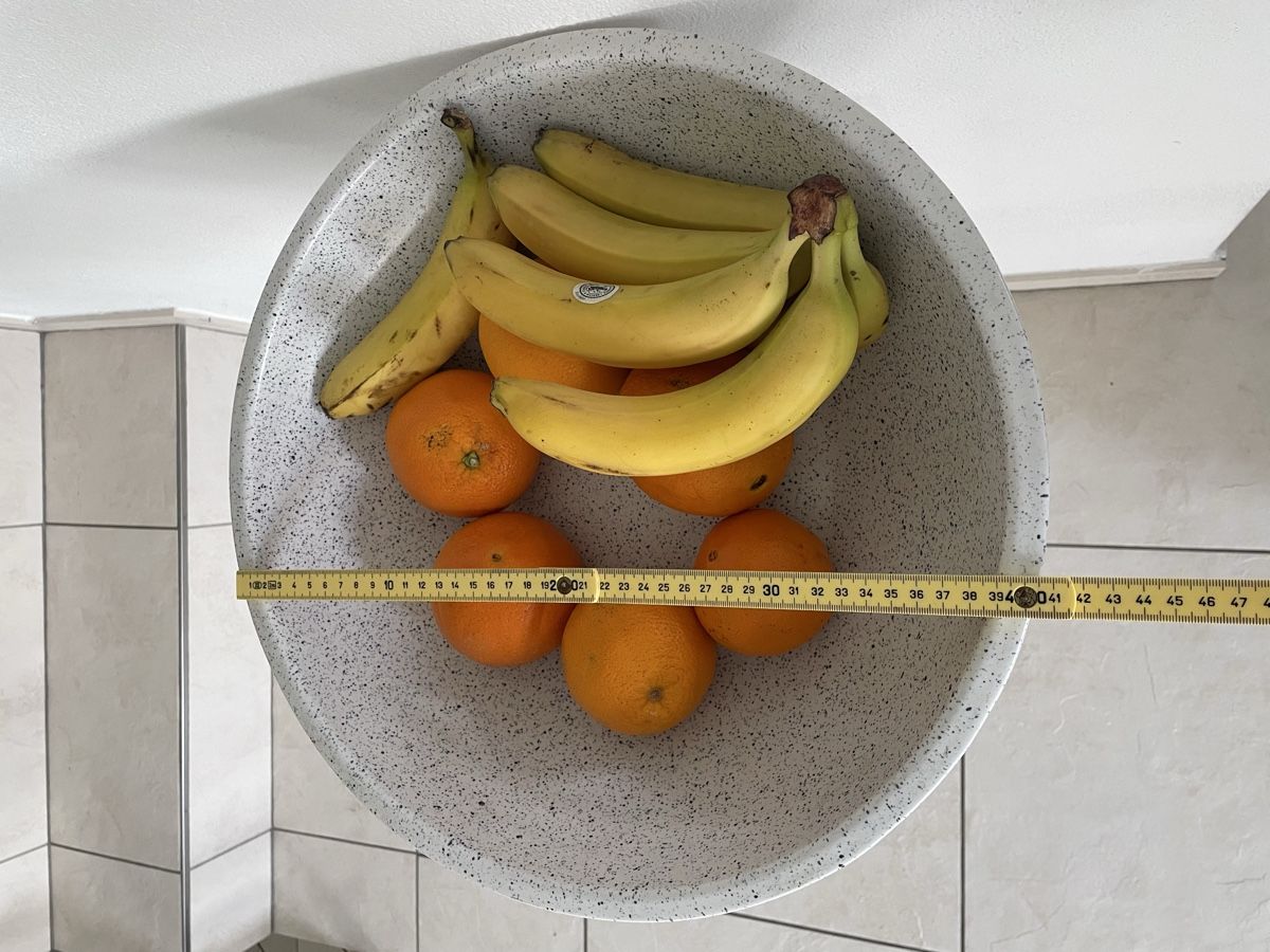 Ciotole: Large Ceramic Fruit Bowl, White Granite Look, Vintage – Usato da Richterswil venduto da Prangins9 5