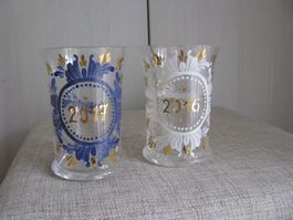 2 x Gläser / Vasen - Unikat - Handbemalt - 2016 - 2017