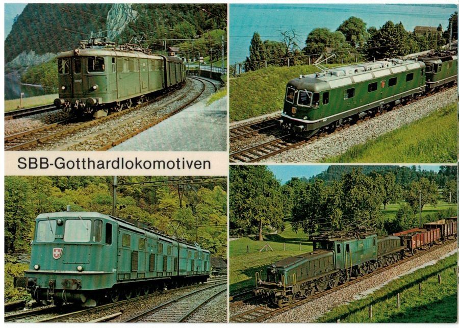 Cartoline postali: SBB Gotthardlokomotiven - Vierbilderkarte – Usato da Frauenfeld venduto da POML