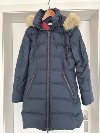 Tommy Hilfiger Daunenmantel dunkelblau Grösse M Kapuze