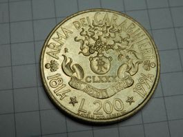 Italien 200 Lire, 1994 180 Jahre Carabinieri (1814-1994)