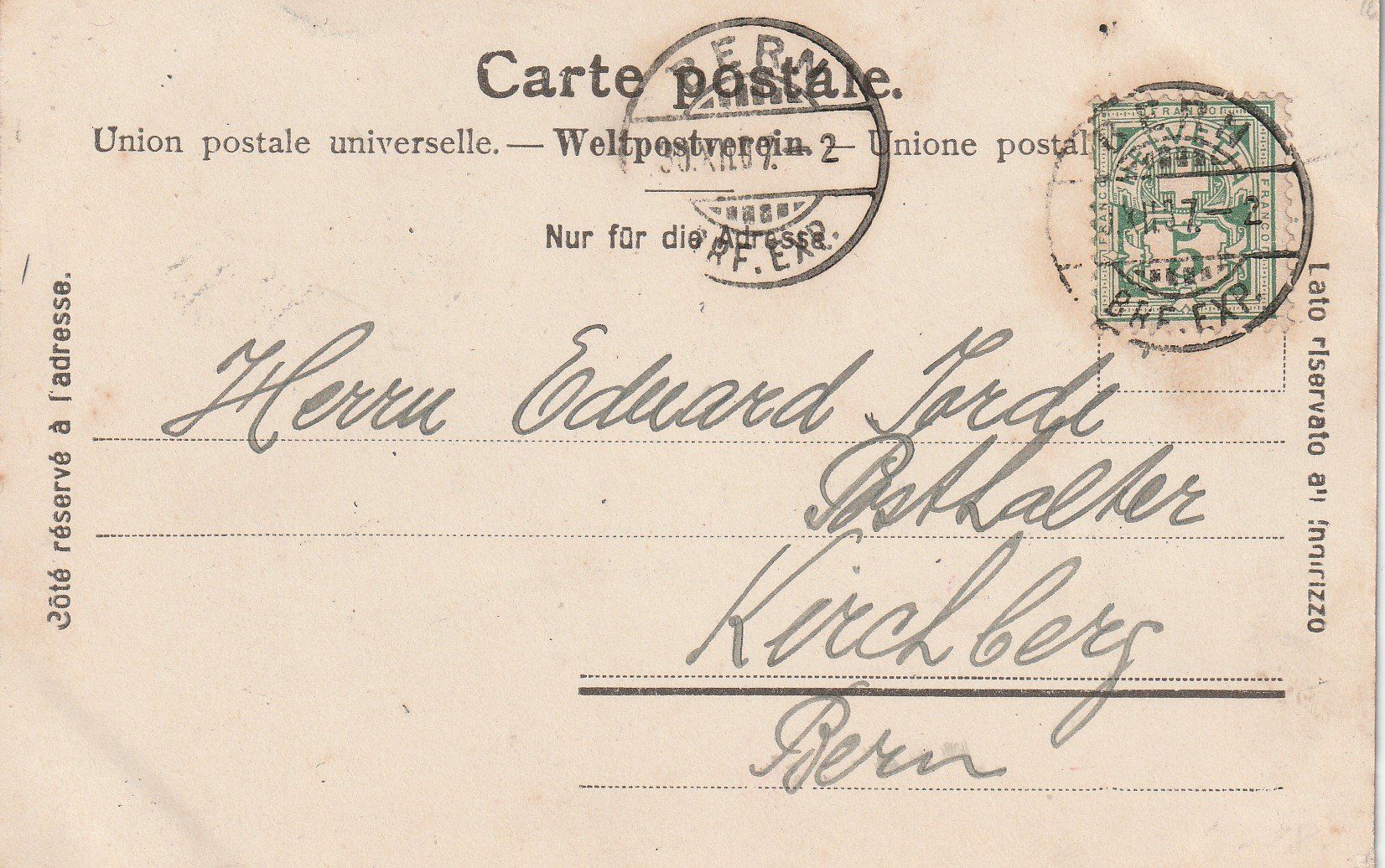 Ansichtskarten: Bern - Johanneskirche 1907 – Gebraucht aus uttwil von Koehlerfred 1