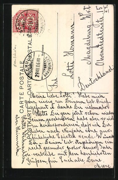 Cartoline postali: AK Schuls, Blick zur Kirche, 1906 – Usato da Berlin venduto da bartko-reher 1