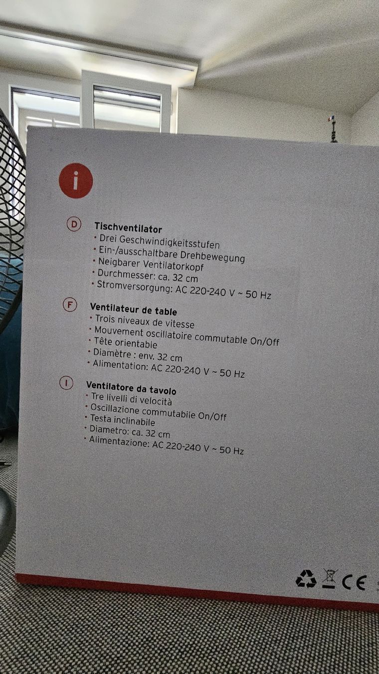Ventilatori: Intertronic Tischventilator / Ventilator 32 cm – Usato da Zürich venduto da Emendez 2