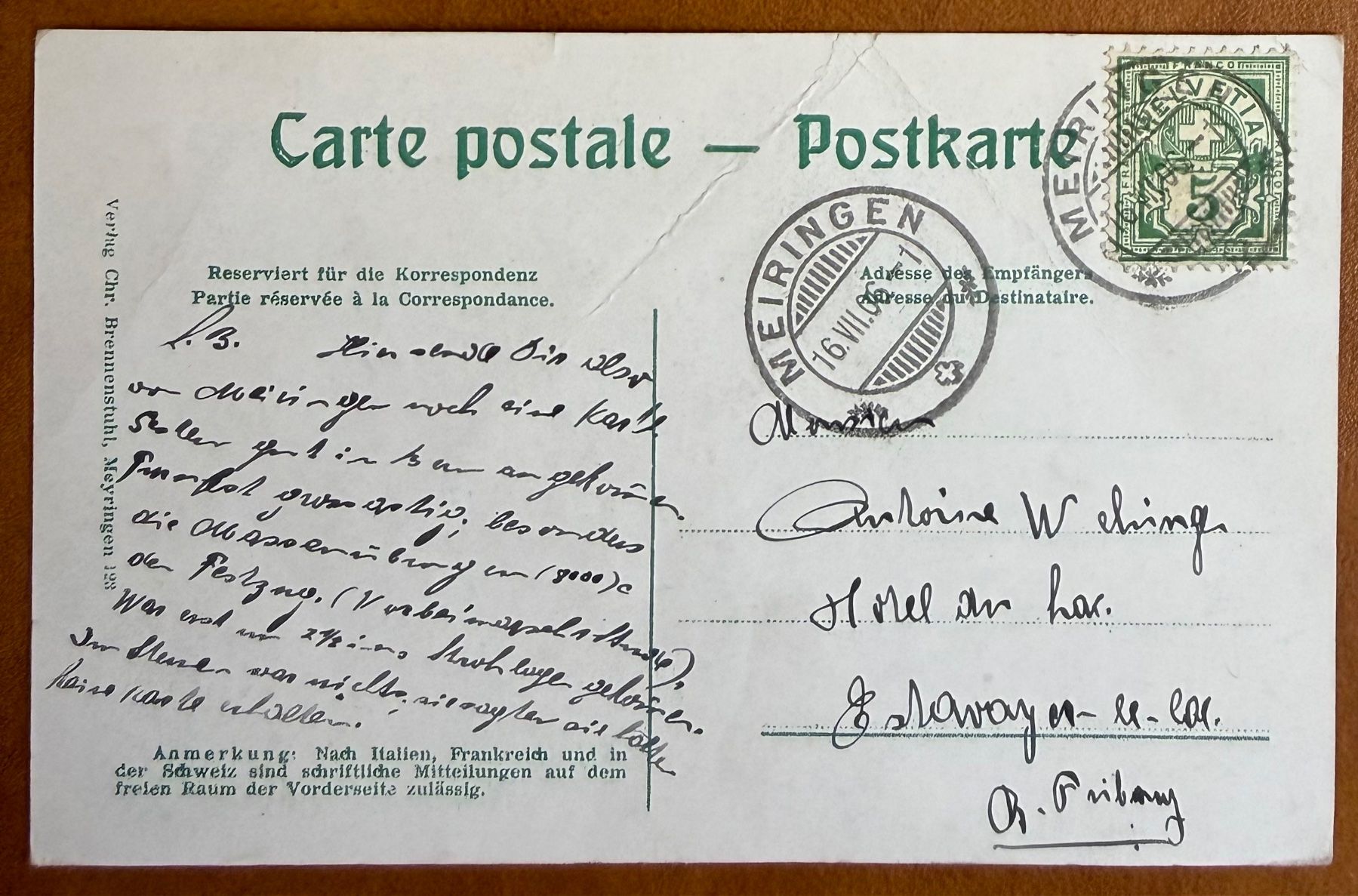 Cartoline postali: Meyringen - Le village  1906 – Usato da Lutry venduto da Ediego 1