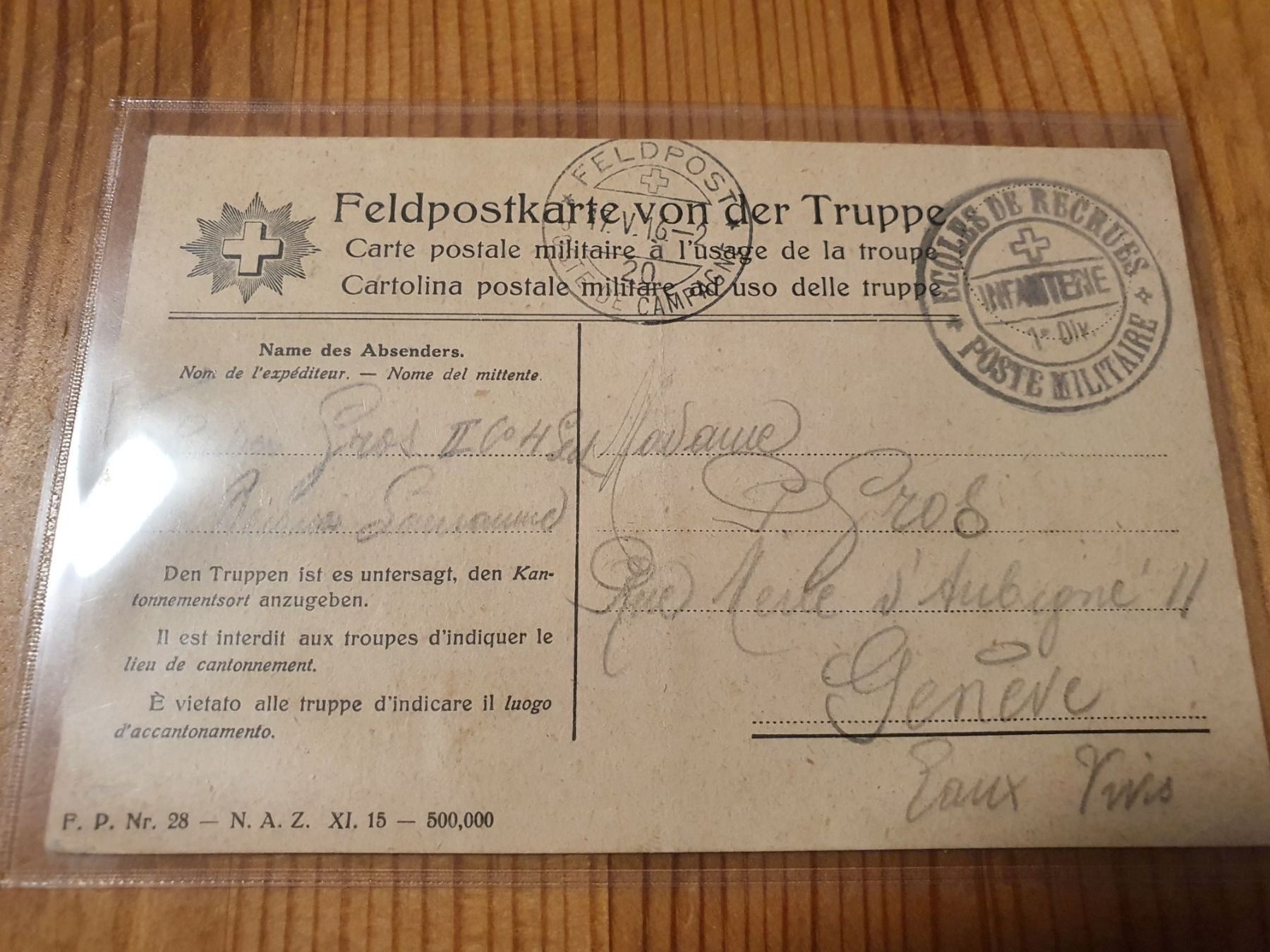 Tutti i francobolli: Feldpostkarte der Truppe – Usato da Balgach venduto da SIMEON27
