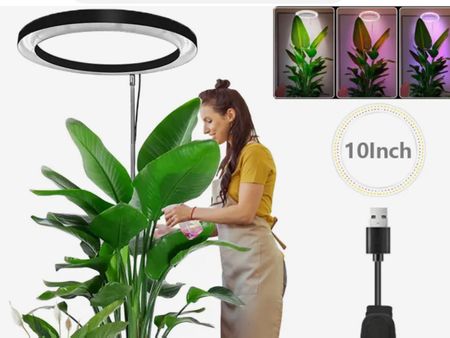 10" LED Ring Grow Lights for Indoor Plants Full Spectrum