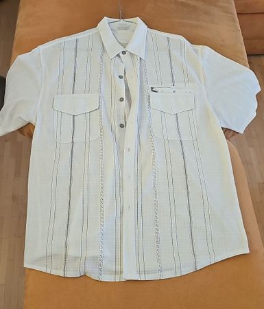 Chemise homme été, blanche à rayures, taille XXL, neuve!