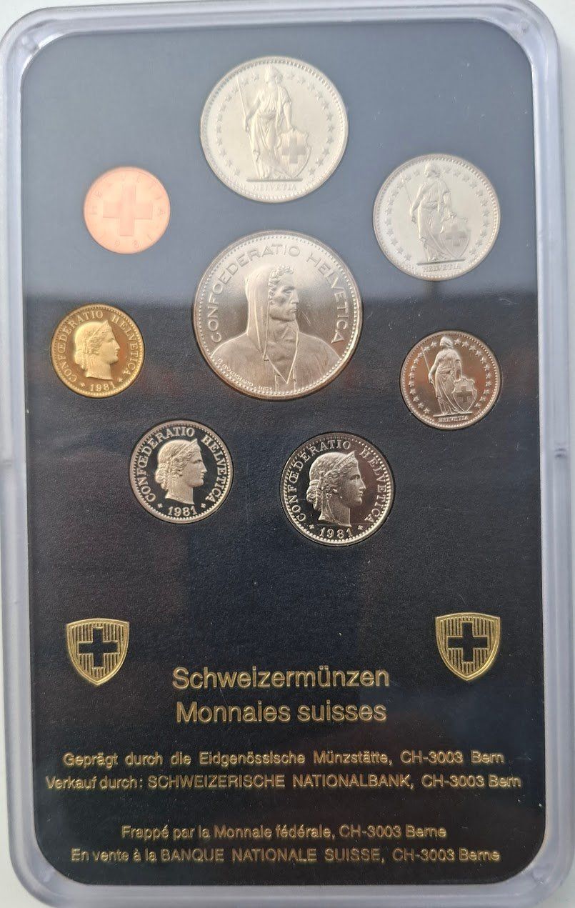 Tutti le monete: SET de monnaie suisse de 1981 - non circulé FDC – Nuovo e nell'imballaggio originale da Fribourg venduto da Kiki020 1