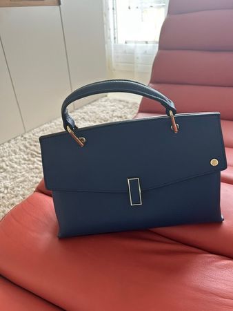 Edle italienische blaue Ledertasche