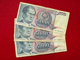Belgrad 1985 - Jugoslawien - 3 x Tito - 5000 Dinara