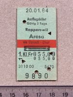 Rapperswil Arosa via Uznach Chur, Ausflug Billett SBB, 1984