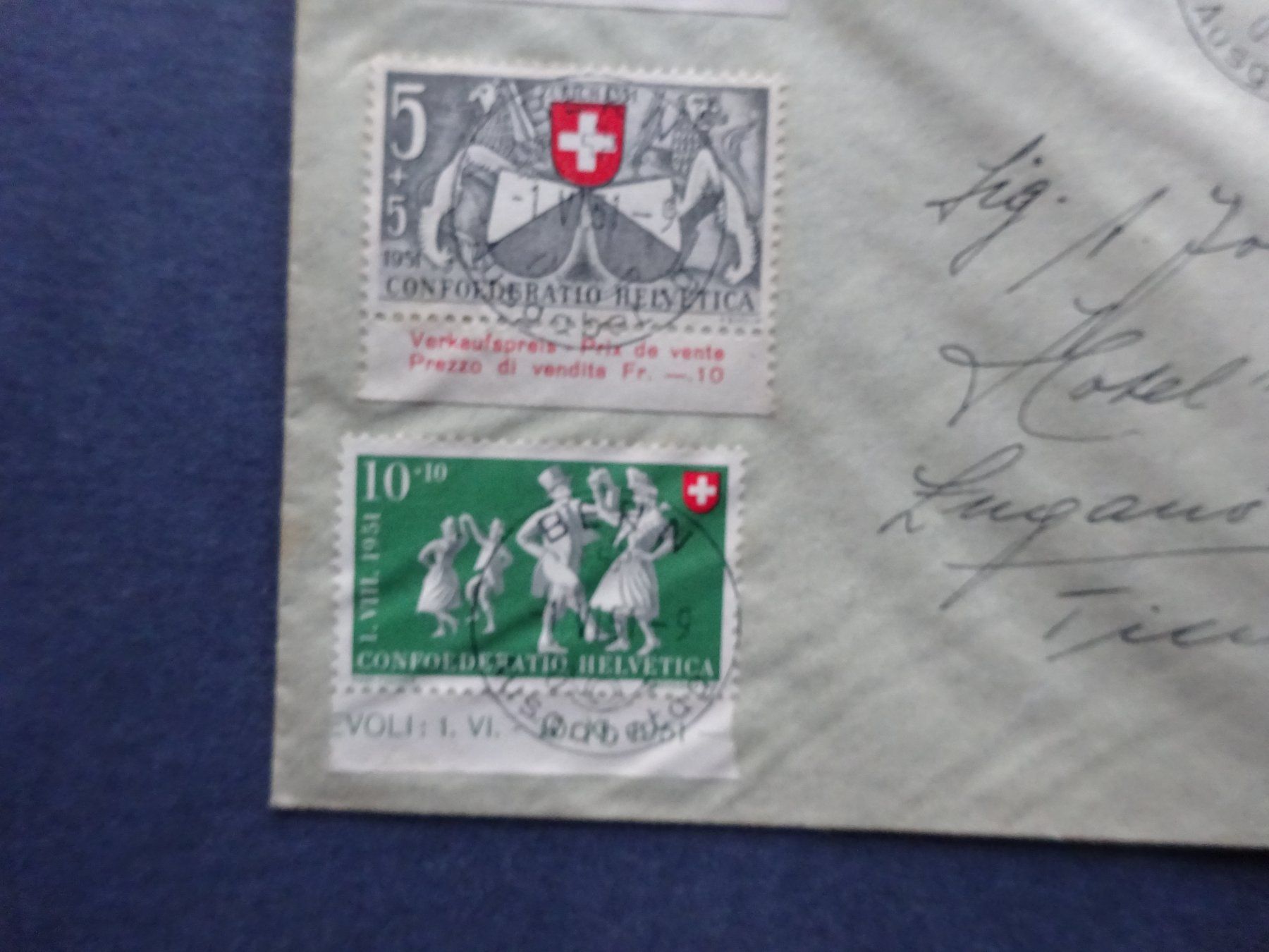 Tutti i francobolli: 1951 Pro Patria FDC 3 x ET-Voll BERN – Usato da Appenzell-Steinegg venduto da adi1975 2