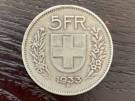 1 x 5 Franken Schweiz 1933 – zirkuliert
