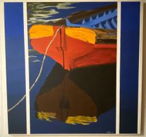 Grosses Bild Acryl auf Leinwand 120x120 cm Fischerboot