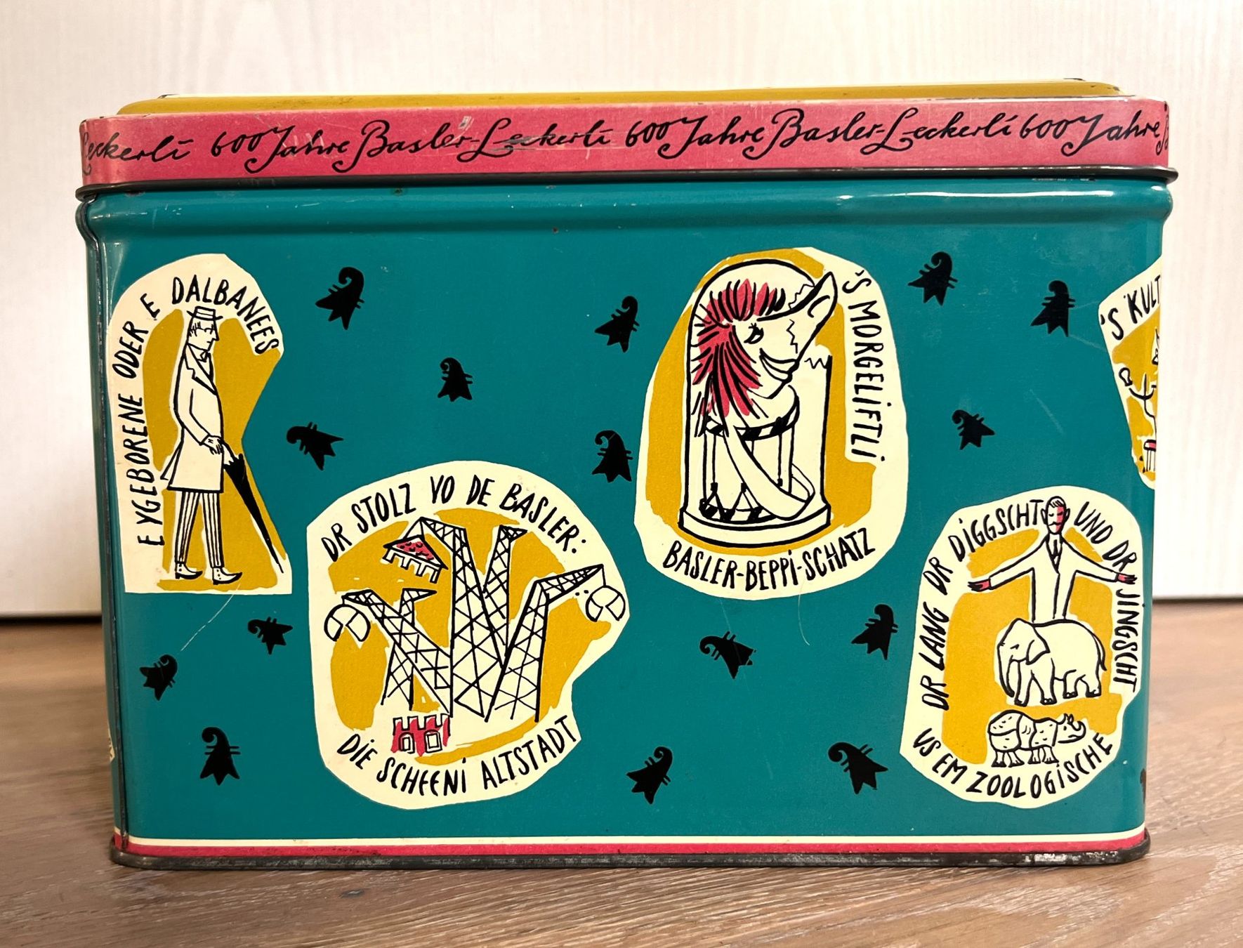 Dosen: Rare Blechdose  "Läckerli-Huus, Basel" (André Klein) 1957 – Gebraucht aus Rothrist von Brandystar 2