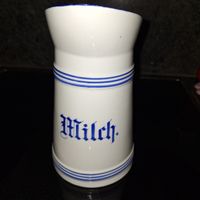 Vintage Milchkrug, Keramik, Landhausstil, Blau-Weiss