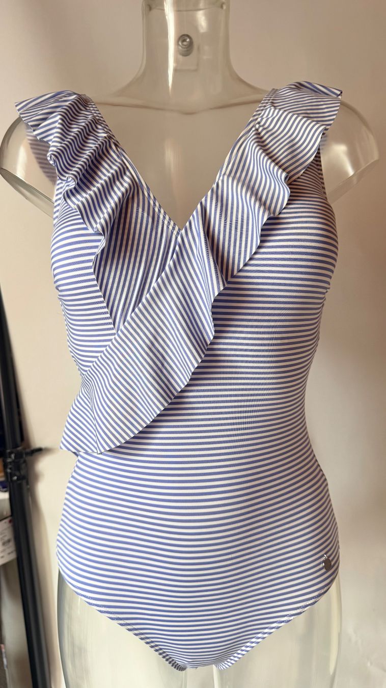 Lascana Costumi da bagno & Bikini: LASCANA, Badekleid, Grösse 36B, Farbe Hellblau/Weiss – Nuovo e nell'imballaggio originale da Rudolfstetten venduto da gst_g7xl