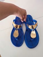 NEU! Blaue Flip-Flops mit Goldriemen