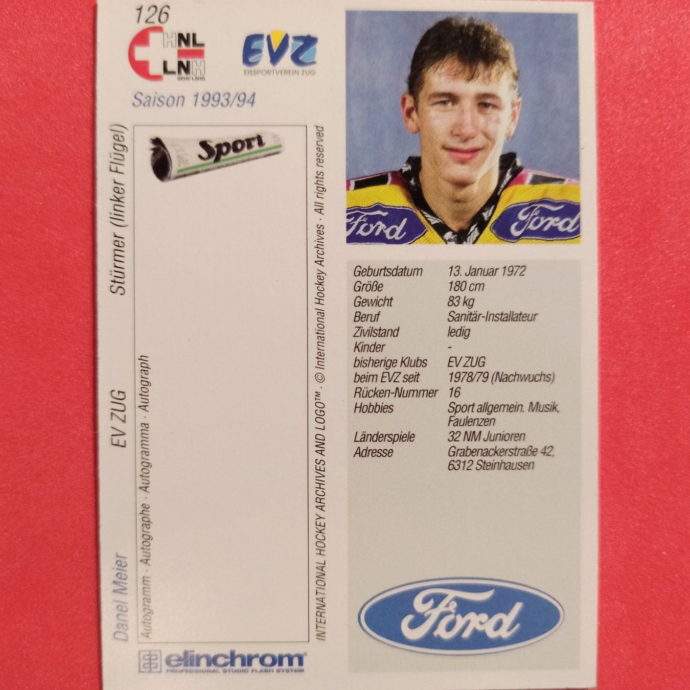 Sammelbilder & Trading cards: Daniel Meier - EVZ - 1993/94 – Gebraucht aus Dübendorf von kb86_MOVIE 1