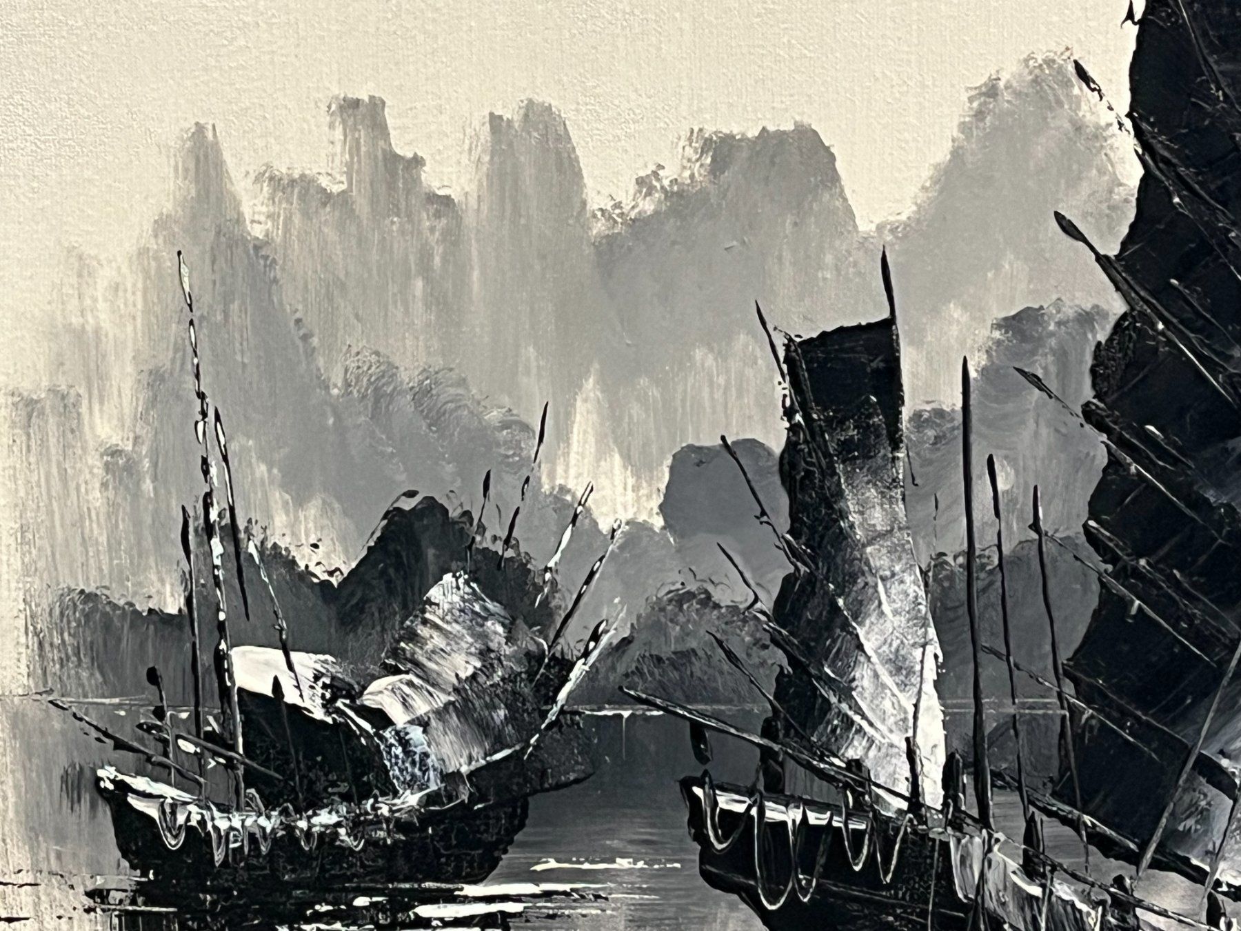 Dipinti: TOLL WUNDERSCHONES BILD SCHWARZ-WEISSE SEELANDSCHAFT – Usato da Basel venduto da Kaffee_und_Kunst 1