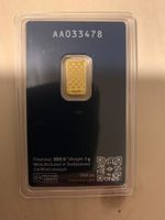 Degussa 1g Feingold Barren, 999.9 Gold, Top Zustand!