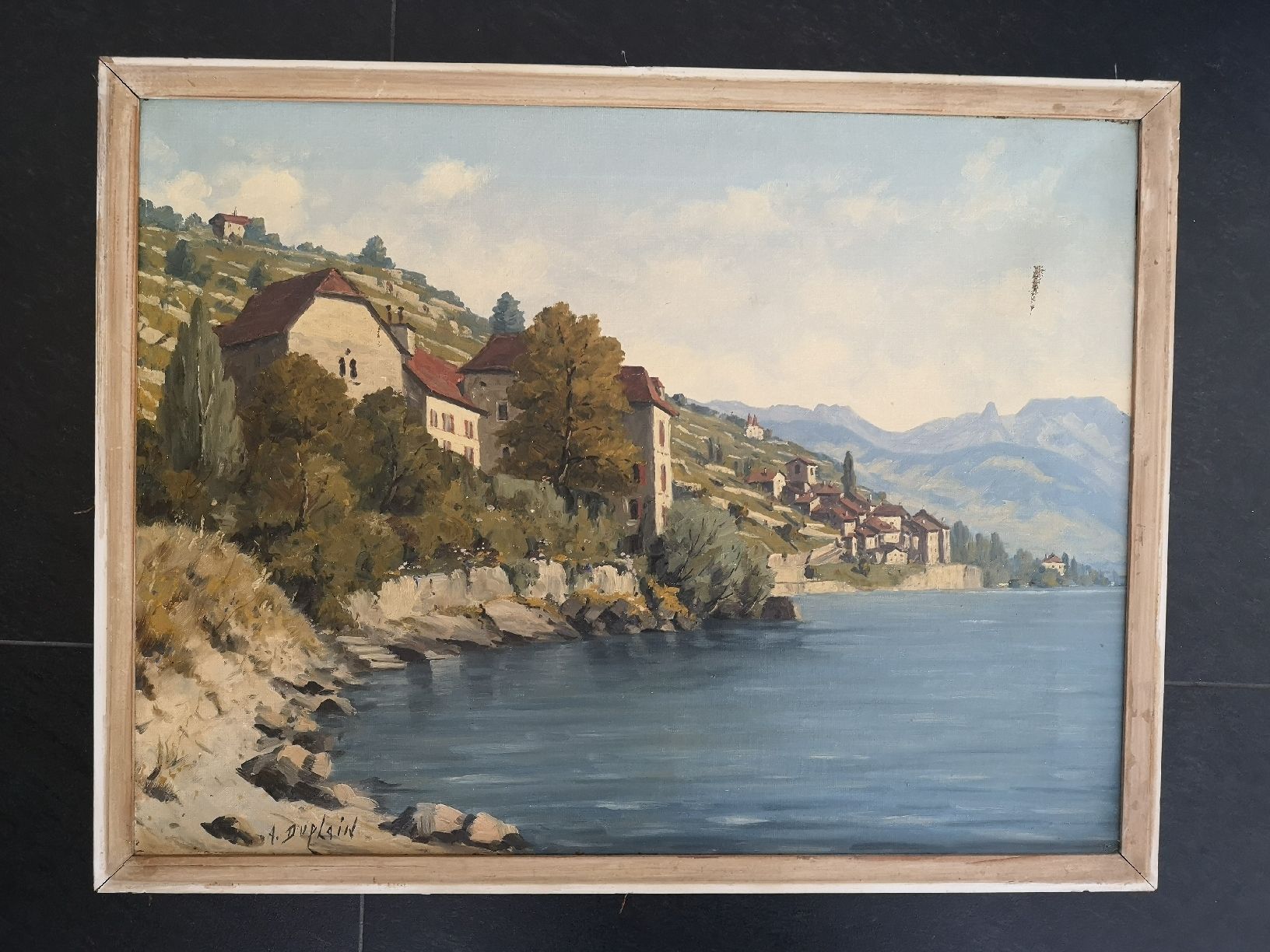 Dipinti: Très beau tableau du peintre Albert Duplain, lac Léman – Usato da Conthey venduto da Cathlouz