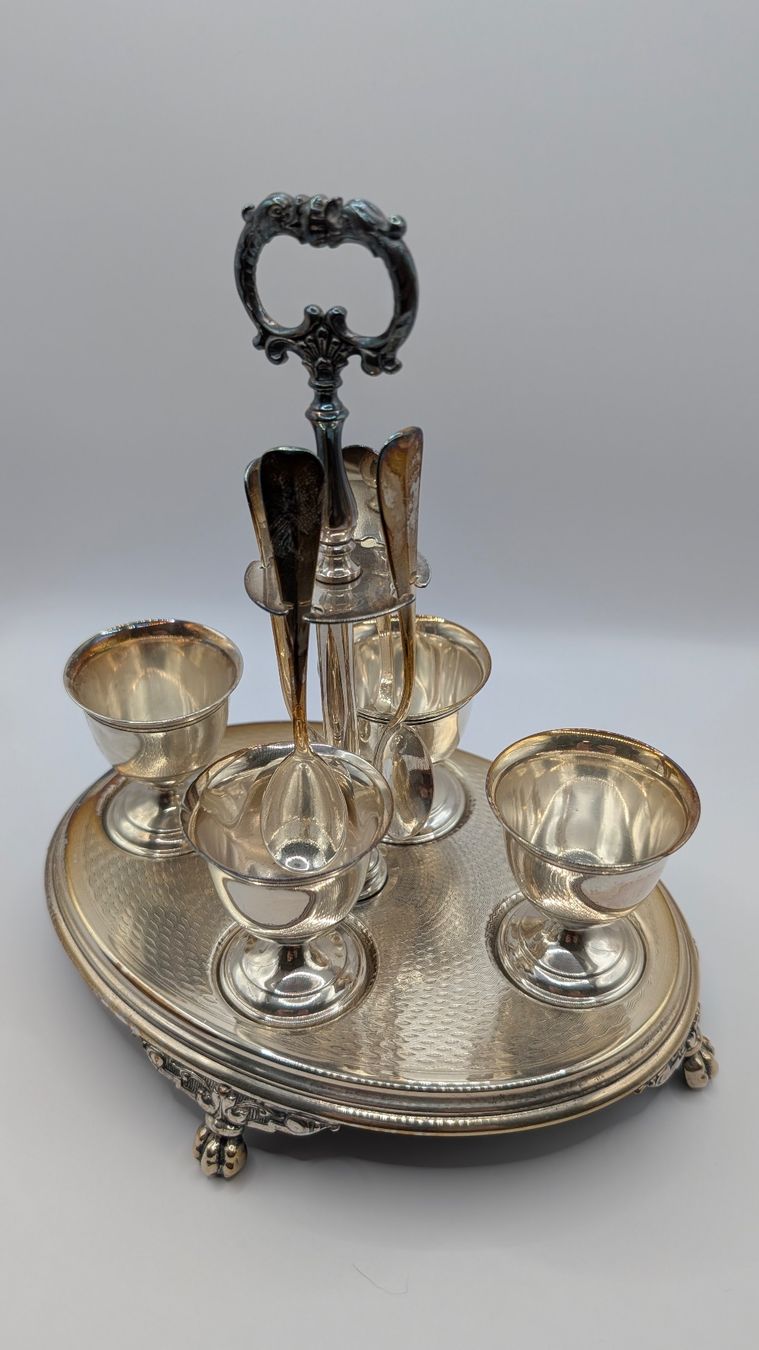 Sonstiges Geschirr: Antikes Eierset, versilbert, mit Löffel, Vintage Look – Gebraucht aus Winterthur von gubbi79