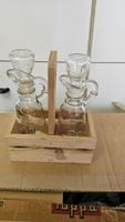 Set olio-aceto in vetro con supporto in legno