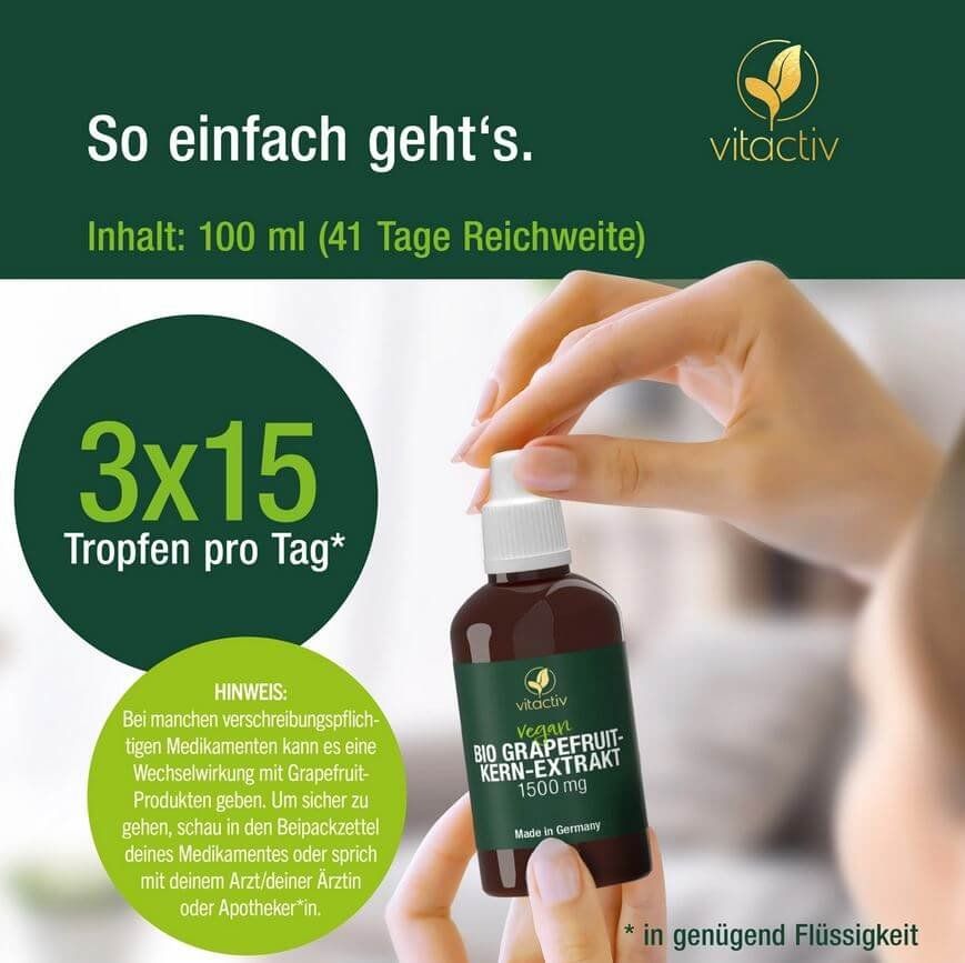 Cibi & Specialità: vitactiv BIO GRAPEFRUITKERN-EXTRAKT 1500 mg – Nuovo e nell'imballaggio originale da Windisch venduto da shop-easy 4
